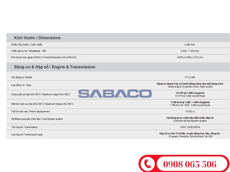 động cơ đầu kéo hino 700 series