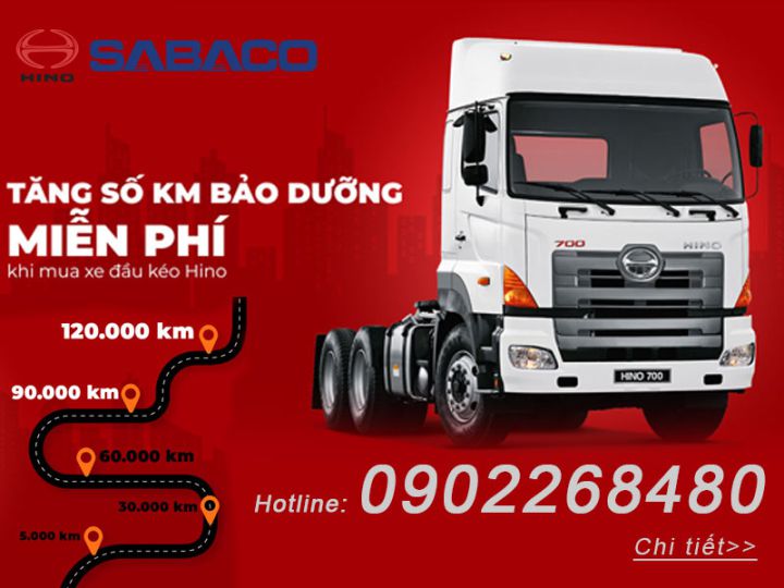 TĂNG SỐ KM BẢO DƯỠNG MIỄN PHÍ CHO KHÁCH HÀNG MUA ĐẦU KÉO HINO